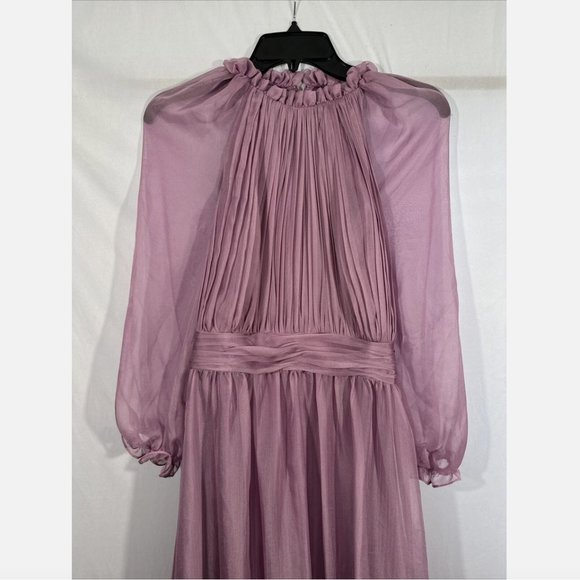 NWD Mac Duggal [ 10 ] Chiffon‎ Ruched Illusion Raglan Sleeve Ruffled Gown Q578 - Picture 7 of 16